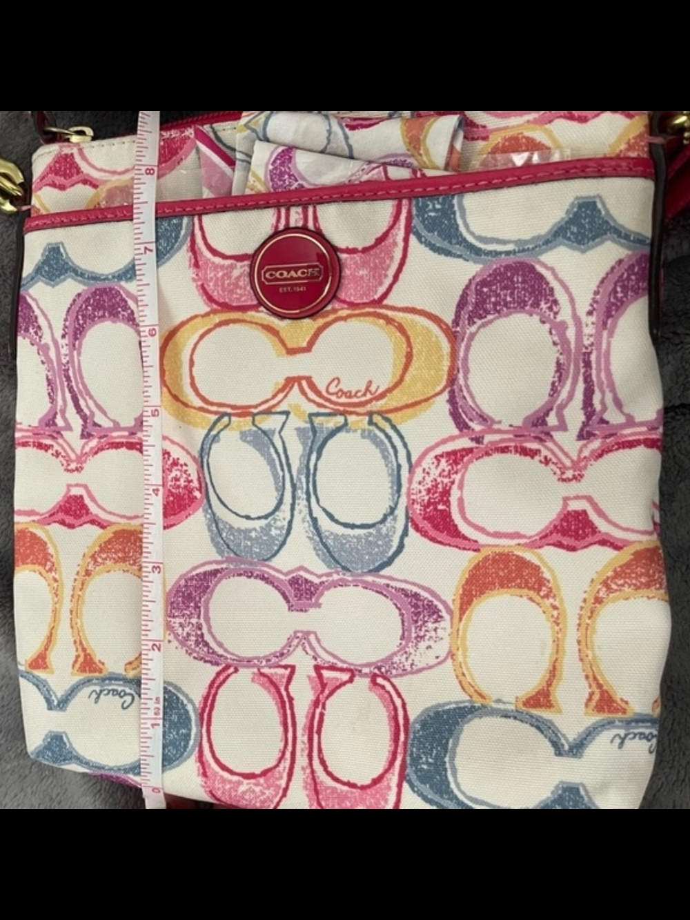 Coach Multicolor Signature Scribble Crossbody Purse Like New - Picture 3 of 15